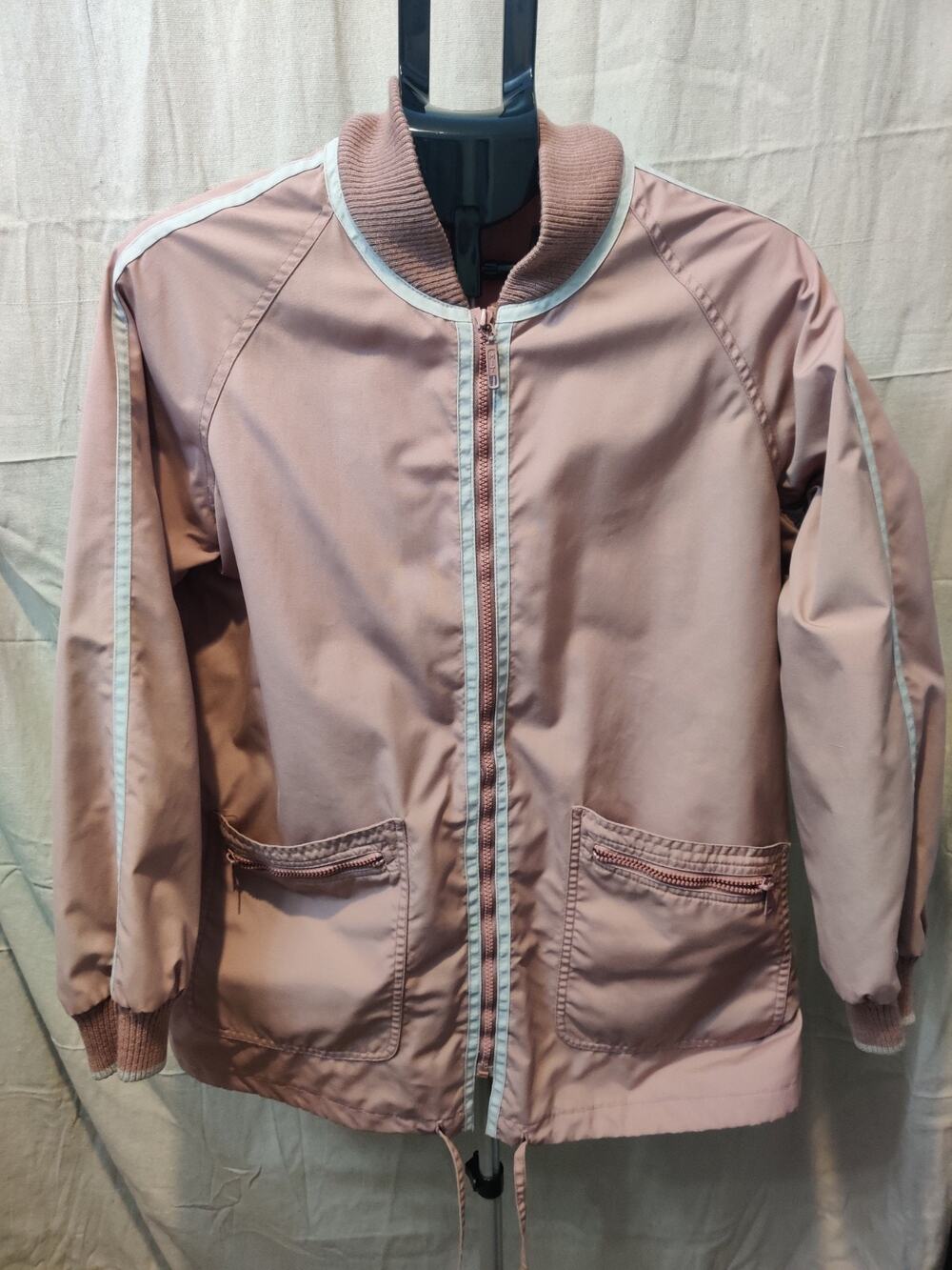 Vintage Windy Weather Jacket Women's Size 16 Rose Gold Pink Zip Up Windbreaker